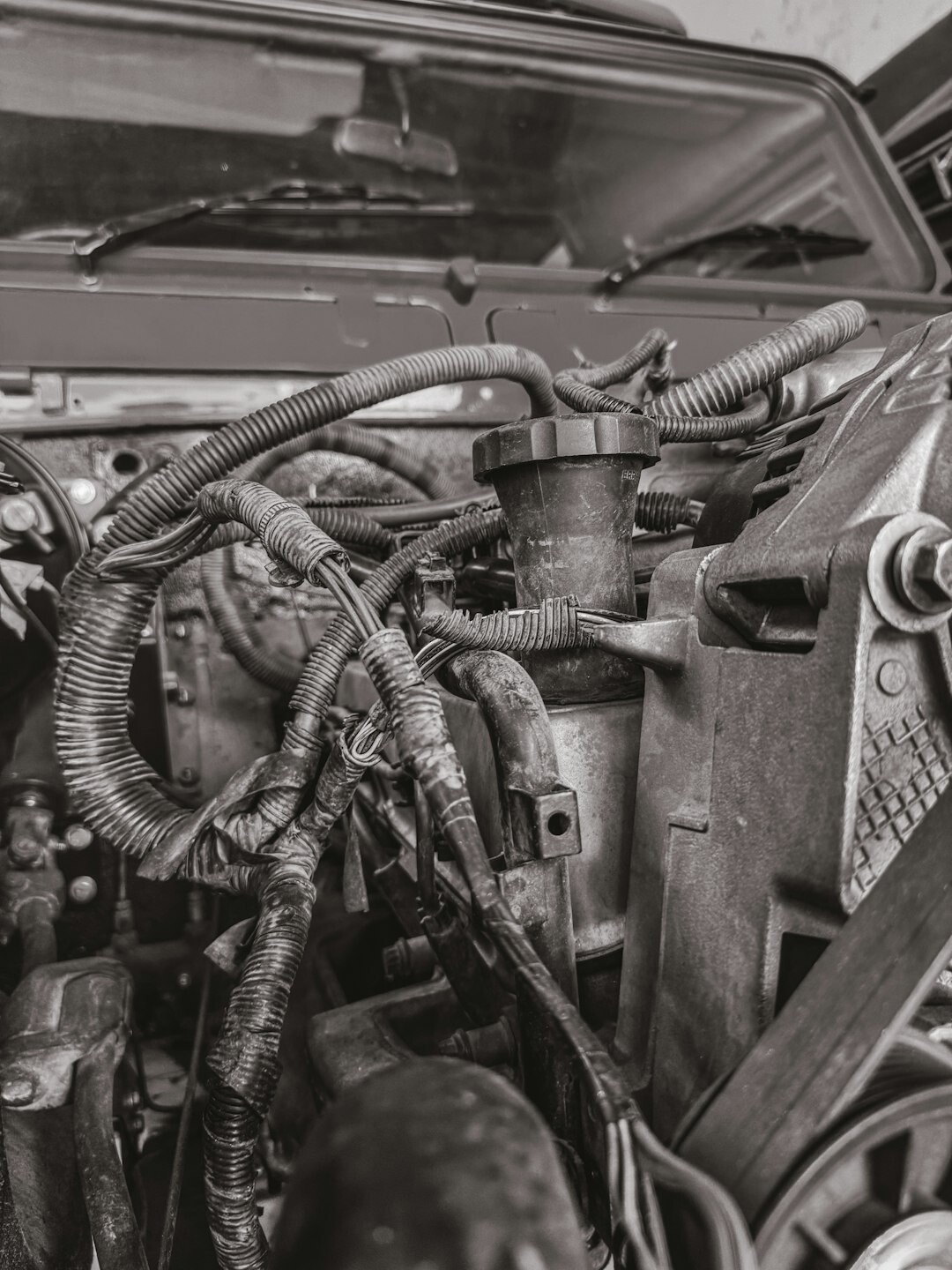 Mechanic restoring a vintage automobile engine in a workshop