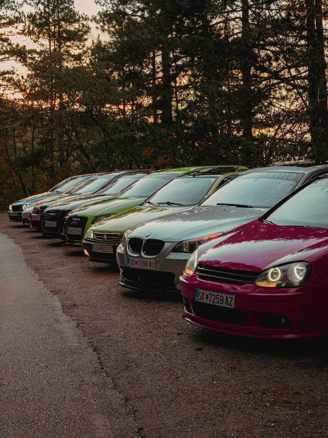 diverse car models on road