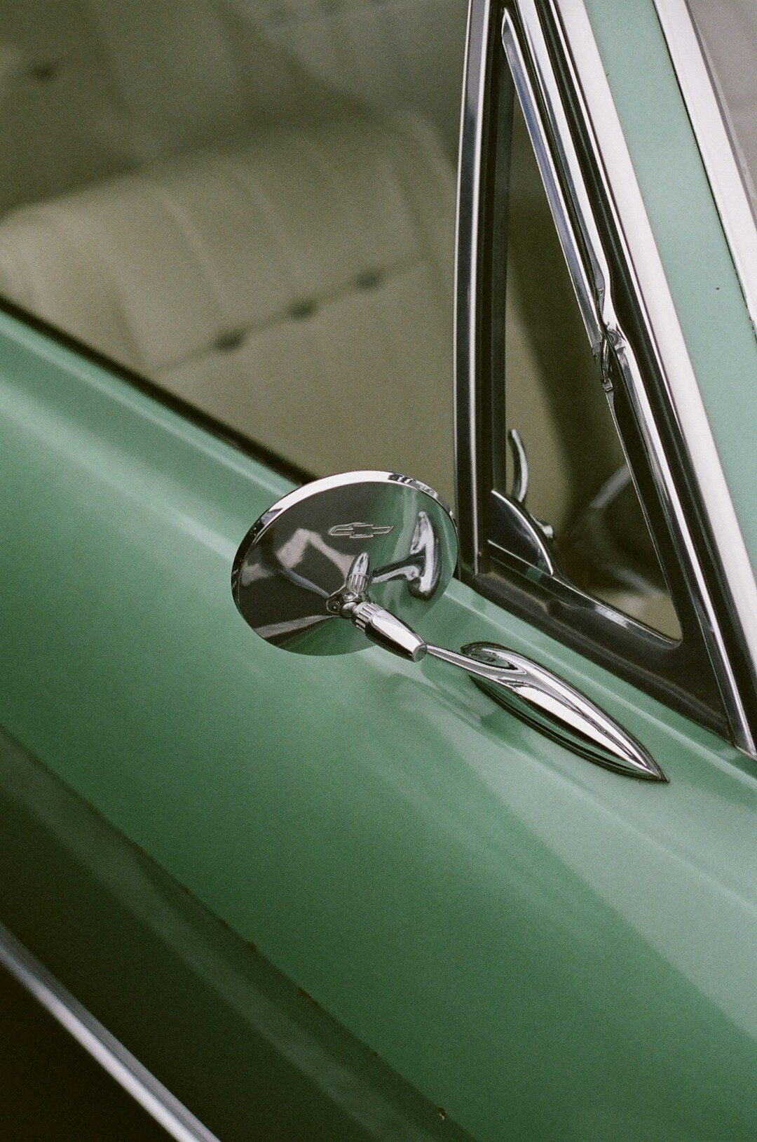 Elegant 1950s American classic automobile with chrome details parked in Montevideo