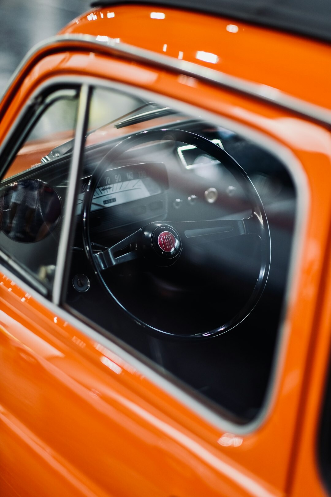 Interior of a classic automobile museum in Montevideo with vintage cars on display