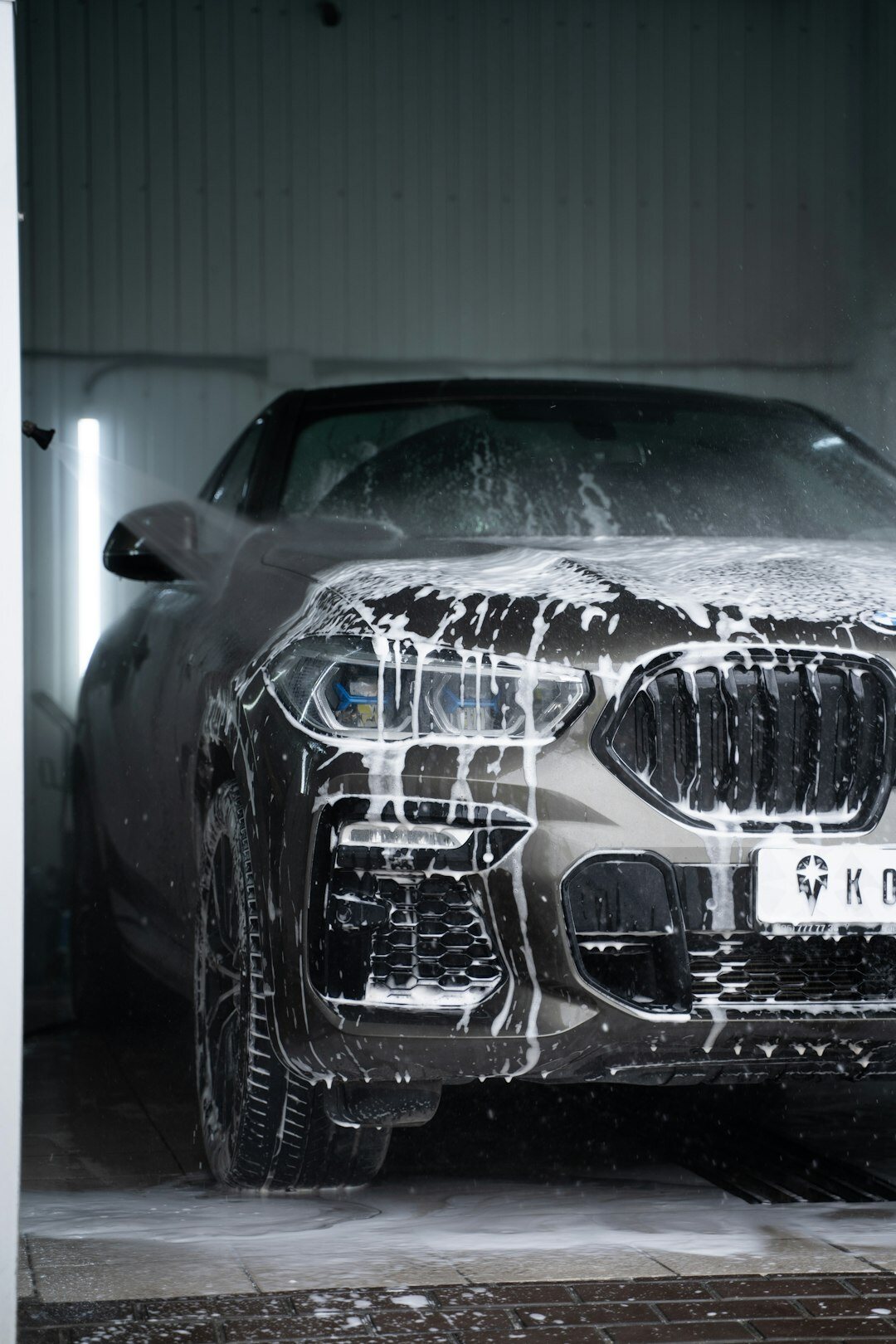 car washing with soap