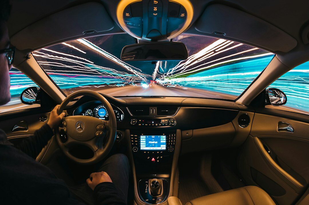 person driving car smoothly